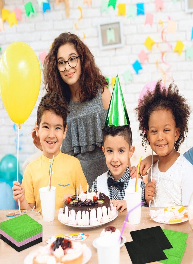 Sinload 150 Pcs Pink and Green Party Napkins Bulk Princess Witch Birthday Paper Napkins 10 x 10 Inch 2-ply Disposable Guest Hand Towels for Cocktail Dinner Beverage Wedding Halloween Tableware - Image 5